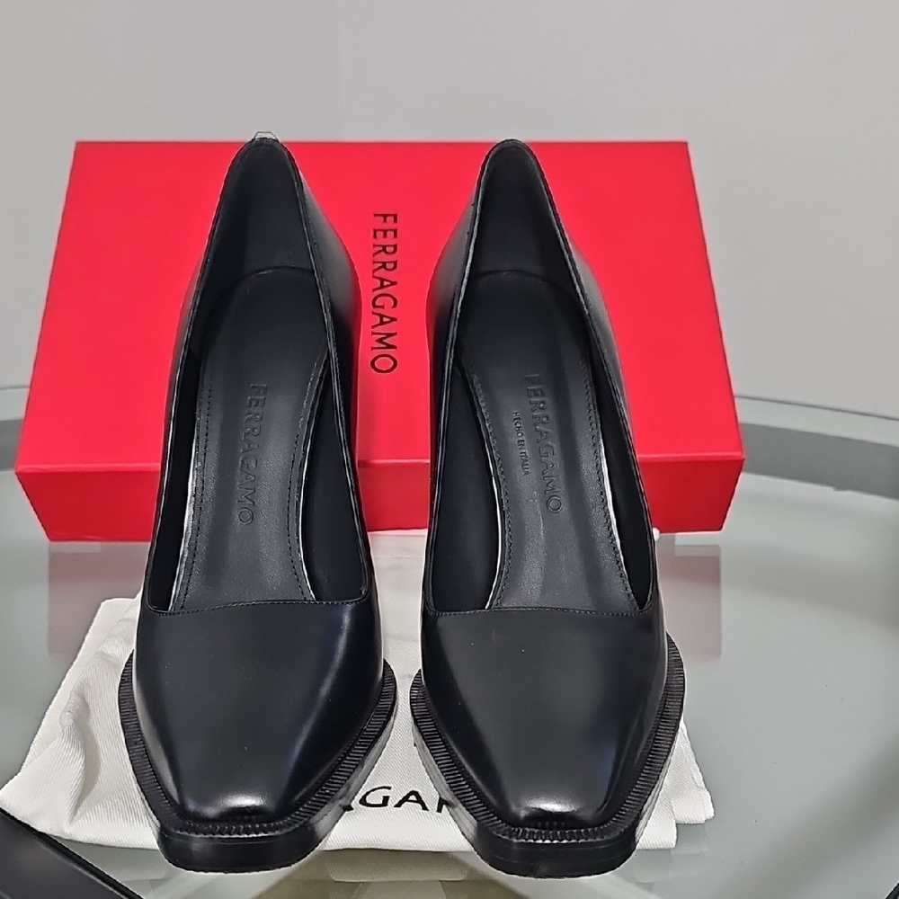Salvatore Ferragamo Black Leather Heels